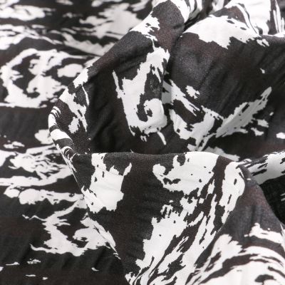 Tissu Seersucker Motifs abstraits blanc sur fond Noir - Par 10 cm