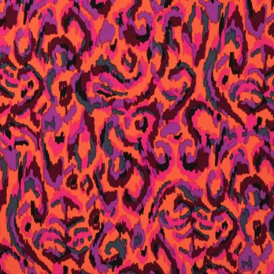 Tissu Viscose Twill Lia rose sur fond Violet - Par 10 cm