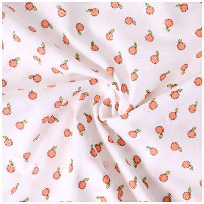 Tissu Popeline de Coton Petites pêches sur fond Blanc - Par 10 cm