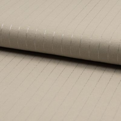 Tissu Polyviscose extensible rayures lurex Beige sable - Par 10 cm