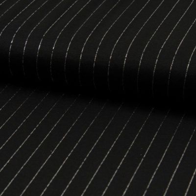 Tissu Polyviscose extensible rayures lurex Noir - Par 10 cm