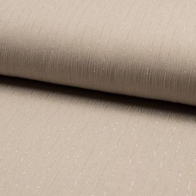 Tissu Crépon Viscose rayures lurex Beige sable - Par 10 cm