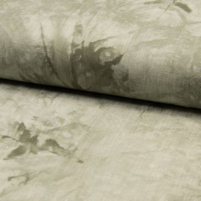 Tissu Viscose texturé Tye and dye sur fond Vert kaki clair - Par 10 cm