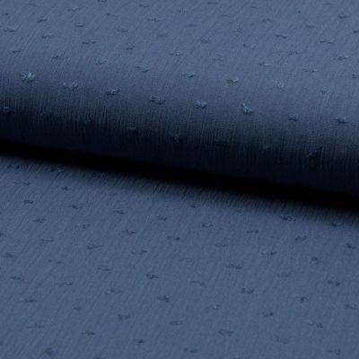 Tissu Plumetis Crépon de viscose Bleu denim - Par 10 cm
