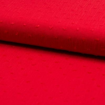 Tissu Plumetis Crépon de viscose Rouge - Par 10 cm