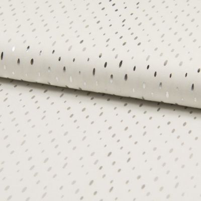 Coupon Tissu Viscose  Gouttes métallisées argentées Ecru - Coupon de 40 cm