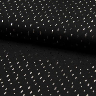 Tissu Viscose  Gouttes métallisées argentées Noir - Par 10 cm