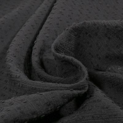 Tissu Voile de Coton Plumetis uni Noir - Par 10 cm