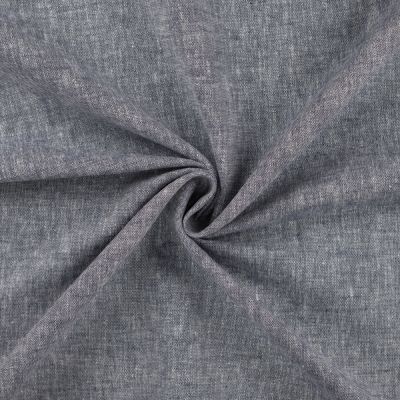 Tissu Lin Coton Chiné Bleu jean - Par 10 cm