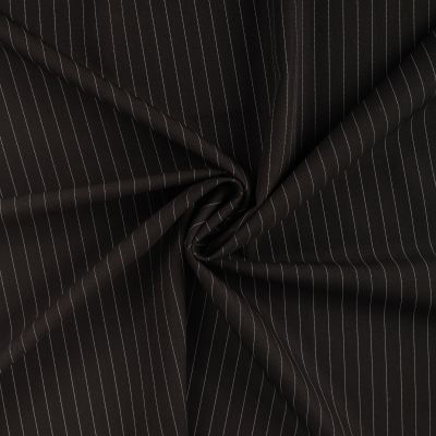 Coupon Tissu Gabardine Rayé sur fond Noir - Coupon de 60 cm