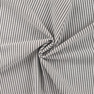 Tissu Popeline de Coton Seersucker Rayé Noir - Par 10 cm