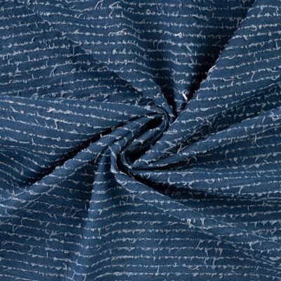 Tissu Jean Coton rayures déchirées Bleu foncé - Par 10 cm