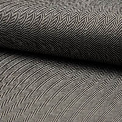 Coupon Tissu Jacquard polyviscose  extensible Chevrons noirs sur fond Blanc - Coupon de 30 cm