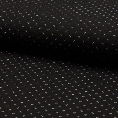 Tissu Bengaline  Petit nœud papillon blanc sur fond Noir - Par 10 cm