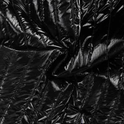 Tissu Doudoune matelassé brillant Karla réversible  Noir - Par 10 cm