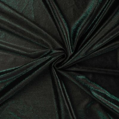 Tissu Velours Lurex vert sur fond Noir - Par 10 cm