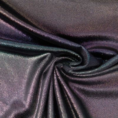 Tissu Jersey lycra Brillant multicolore sur fond Noir - Par 10 cm