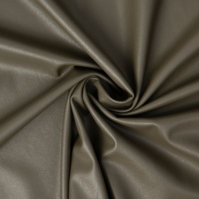 Tissu Simili cuir souple envers velours ras uni Vert kaki foncé - Par 10 cm