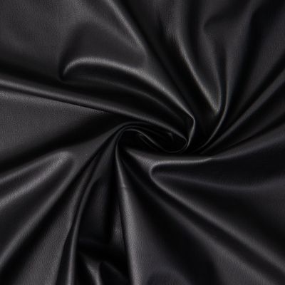 Tissu Simili cuir souple envers velours ras uni Noir - Par 10 cm