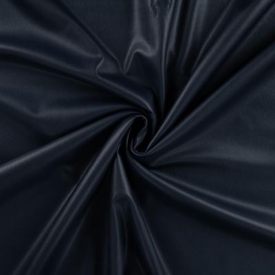 Tissu Simili Cuir Britney Stretch envers minky uni Bleu marine - Par 10 cm