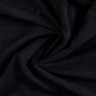 Tissu Suédine envers Fausse fourrure mouton uni Noir - Par 10 cm