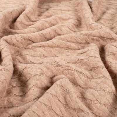 Tissu Maille torsadé en relief uni Beige sable - Par 10 cm