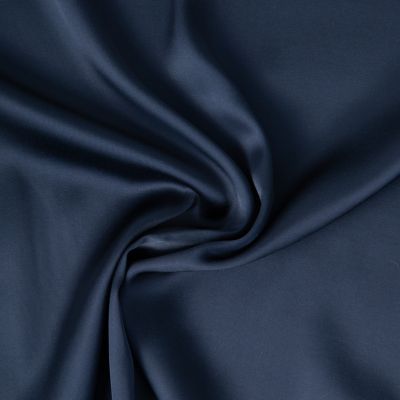Tissu Viscose Olivia touché Satin uni  Bleu marine - Par 10 cm