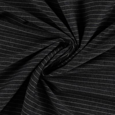 Tissu Jacquard polyviscose extensible fines rayures Gris clair sur fond Gris anthracite - Par 10 cm