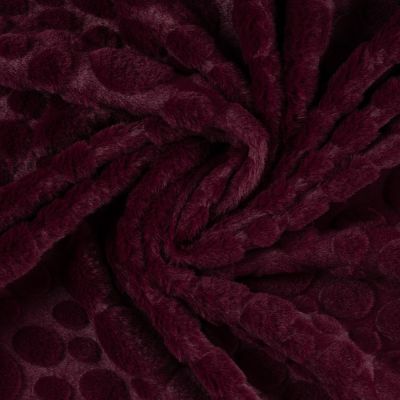Tissu Fausse fourrure pois en relief uni Bordeaux - Par 10 cm