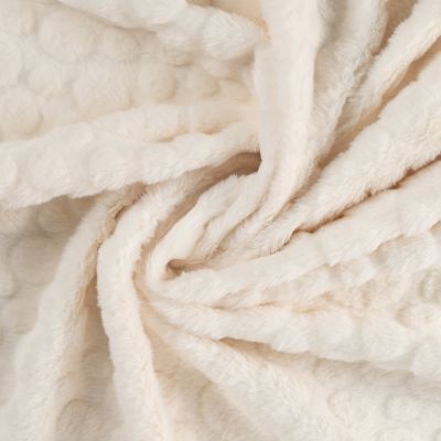 Tissu Fausse fourrure pois en relief uni Ecru - Par 10 cm