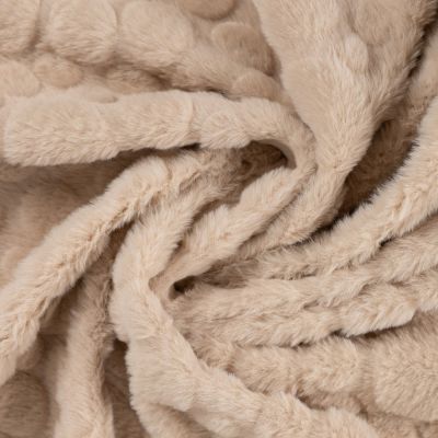 Tissu Fausse fourrure pois en relief uni Beige - Par 10 cm