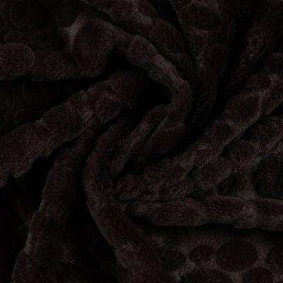 Tissu Fausse fourrure pois en relief uni Marron foncé - Par 10 cm