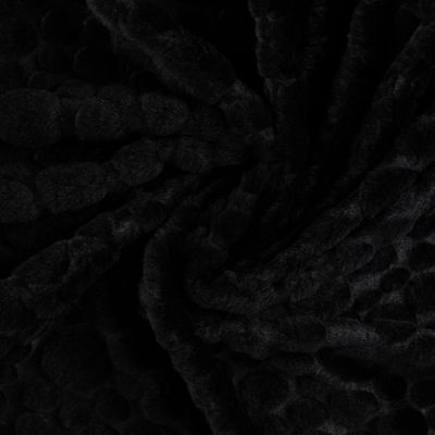Tissu Fausse fourrure pois en relief uni Noir - Par 10 cm