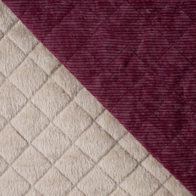 Tissu Velours Côtelé matelassé Ylona envers fausse fourrure uni Bordeaux - Par 10 cm