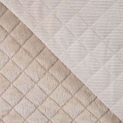 Tissu Velours Côtelé matelassé Ylona envers fausse fourrure uni Ecru - Par 10 cm