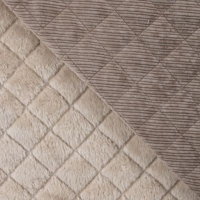 Tissu Velours Côtelé matelassé Ylona envers fausse fourrure uni Champagne - Par 10 cm