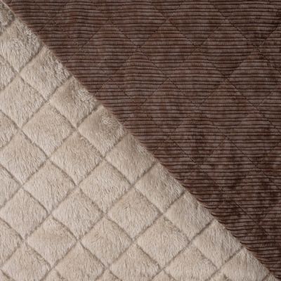 Tissu Velours Côtelé matelassé Ylona envers fausse fourrure uni Marron - Par 10 cm
