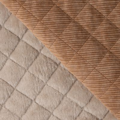 Tissu Velours Côtelé matelassé Ylona envers fausse fourrure uni Brun - Par 10 cm