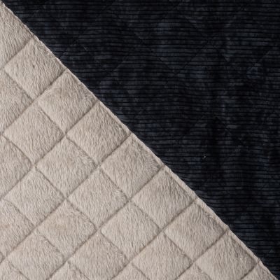 Tissu Velours Côtelé matelassé Ylona envers fausse fourrure uni Noir - Par 10 cm