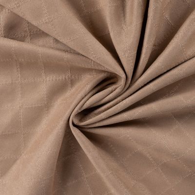 Tissu Suédine Scuba surpiqué motif losanges sur fond Beige - Par 10 cm