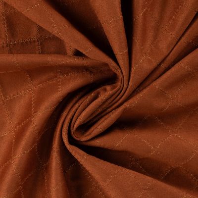 Tissu Suédine Scuba surpiqué motif losanges sur fond Rouille - Par 10 cm