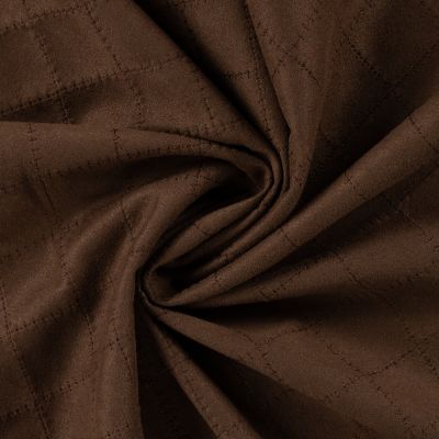 Tissu Suédine Scuba surpiqué motif losanges sur fond Marron chocolat - Par 10 cm