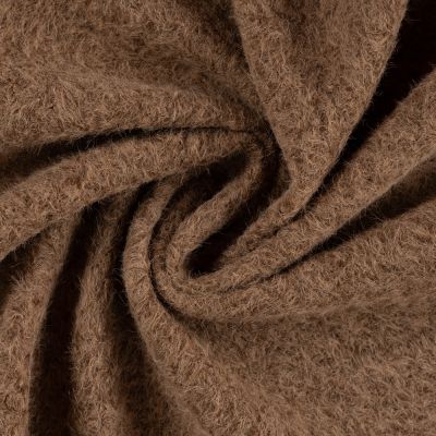 Tissu Laine à bouclette uni Marron chiné - Par 10 cm
