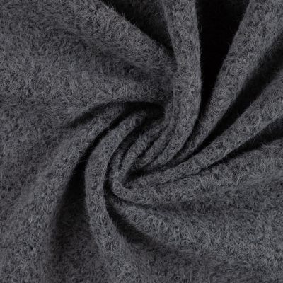 Tissu Laine à bouclette uni Gris anthracite - Par 10 cm