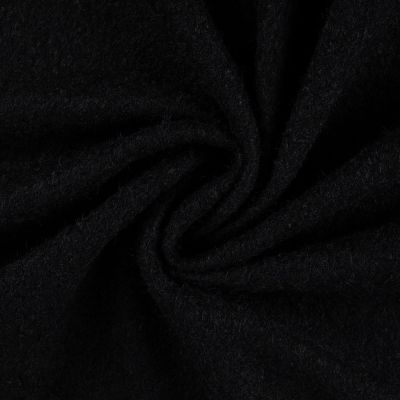 Tissu Laine à bouclette uni Noir - Par 10 cm