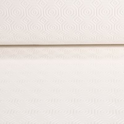 Tissu Protège table Bulgomme hexagone sur fond Blanc cassé - Par 10 cm