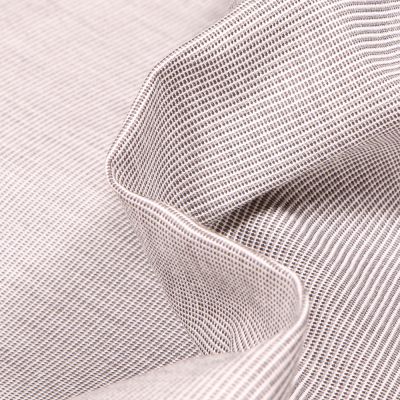 Coupon Tissu Toile extérieure Dralon Grande largeur Fines rayures beige sur fond Blanc - Coupon de 20 cm