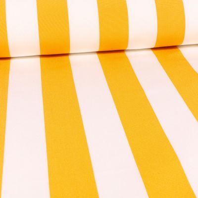 Coupon Tissu Toile Transat Rayures jaunes sur fond Blanc - Coupon de 70 cm