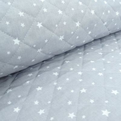 Coupon Tissu Scarlett Matelassé Gris Etoiles blanches - Coupon de 20 cm
