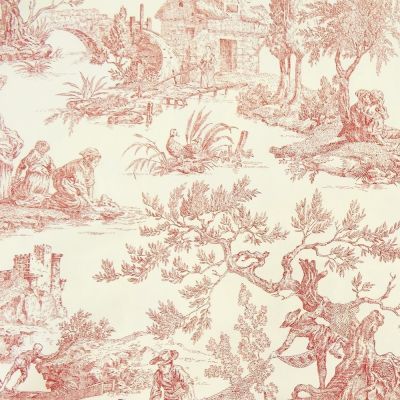Tissu Toile de Jouy Rouge en 280 cm de largeur - Par 10 cm